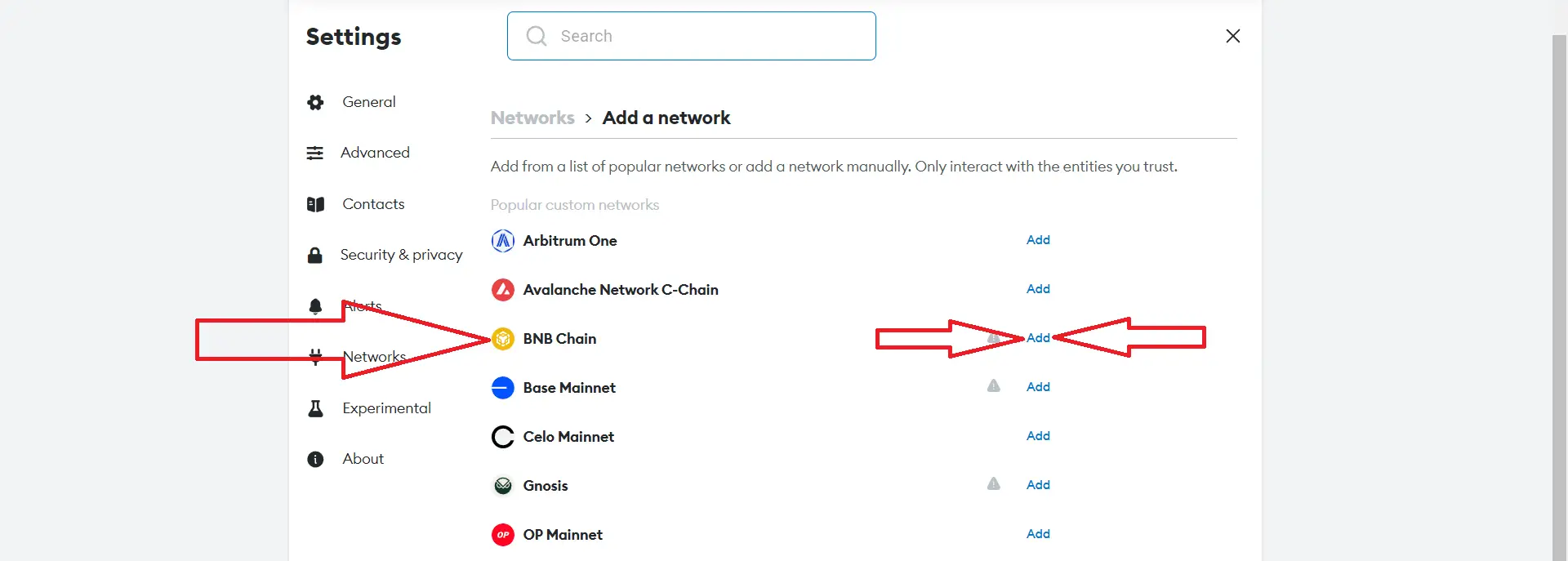 Adding BNB Smart Chain to MetaMask