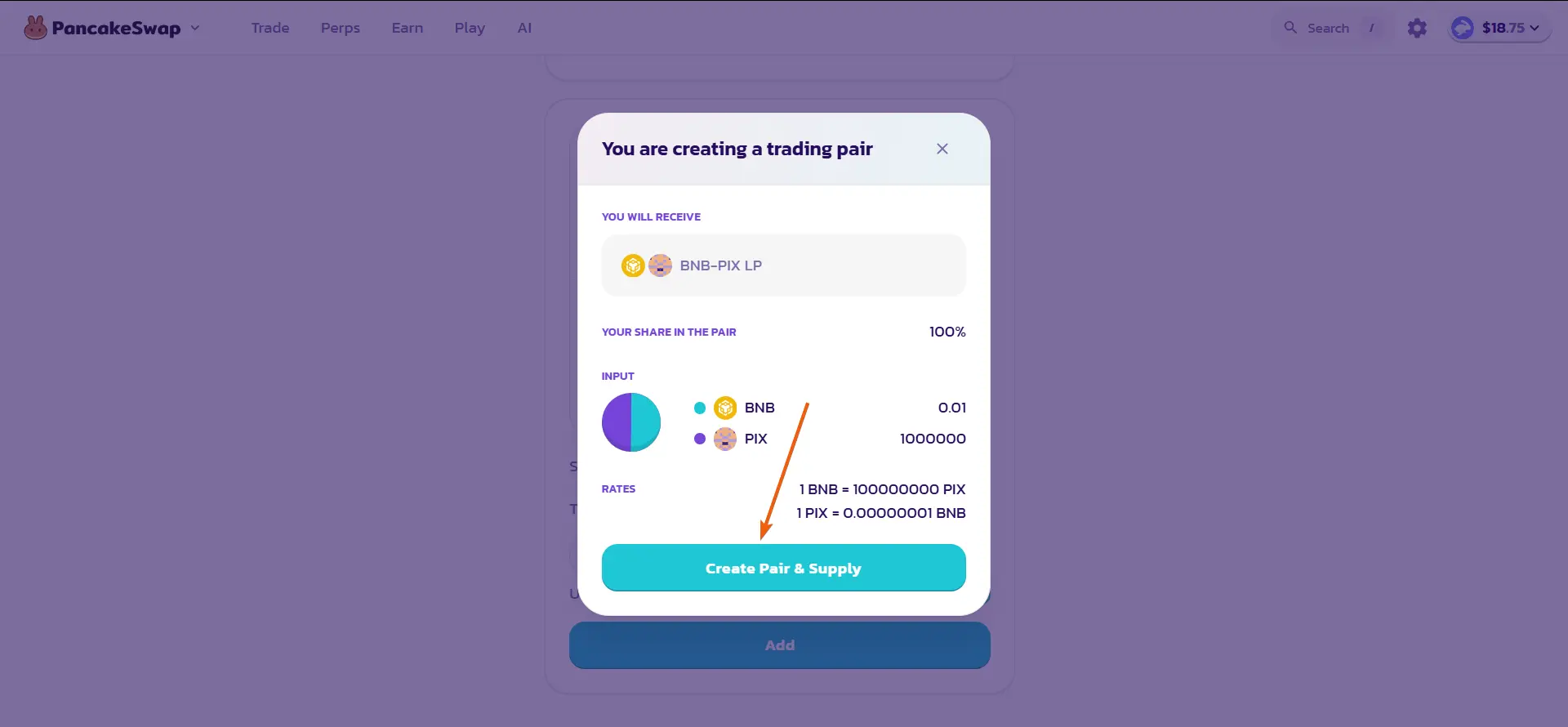 PancakeSwap liquidity guide, step 12