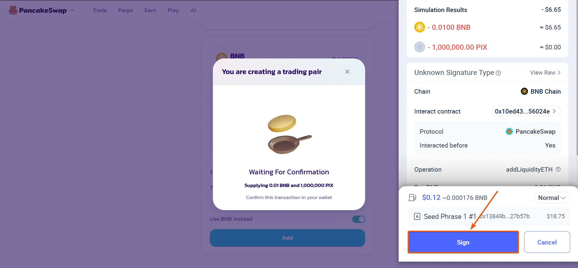 PancakeSwap liquidity guide, step 13
