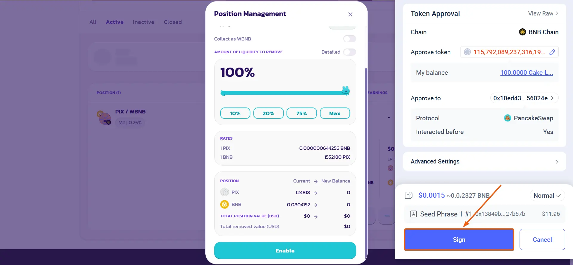 PancakeSwap liquidity guide, step 19
