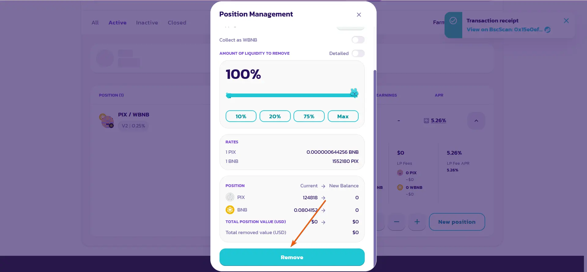 PancakeSwap liquidity guide, step 20