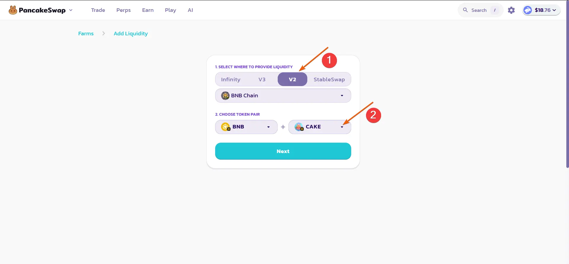 PancakeSwap liquidity guide, step 6