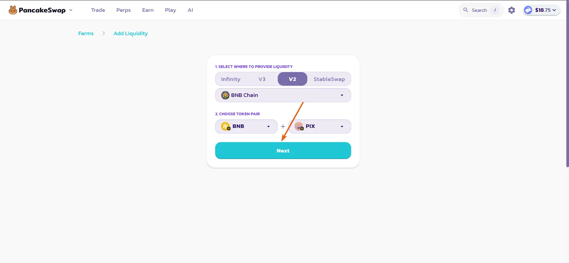 PancakeSwap liquidity guide, step 8
