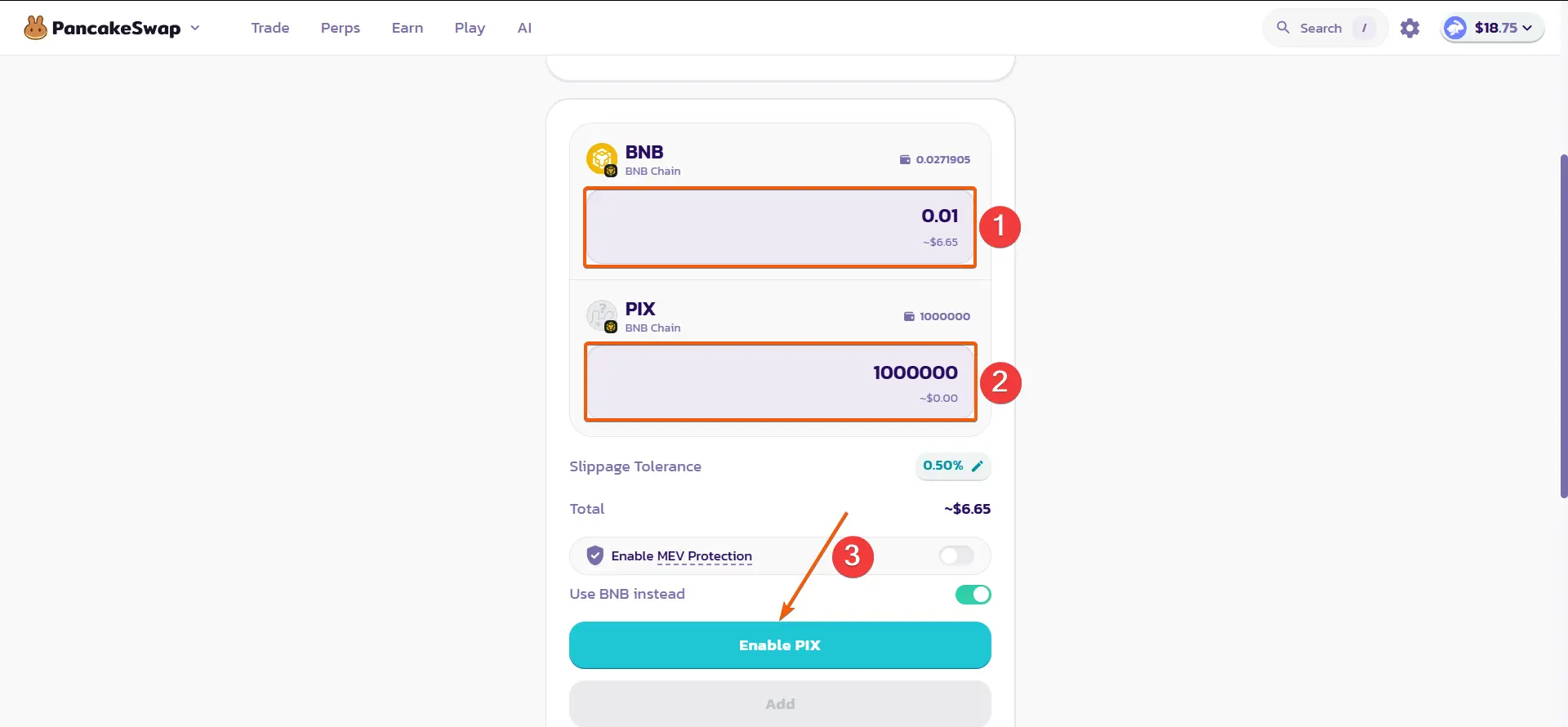 PancakeSwap liquidity guide, step 9