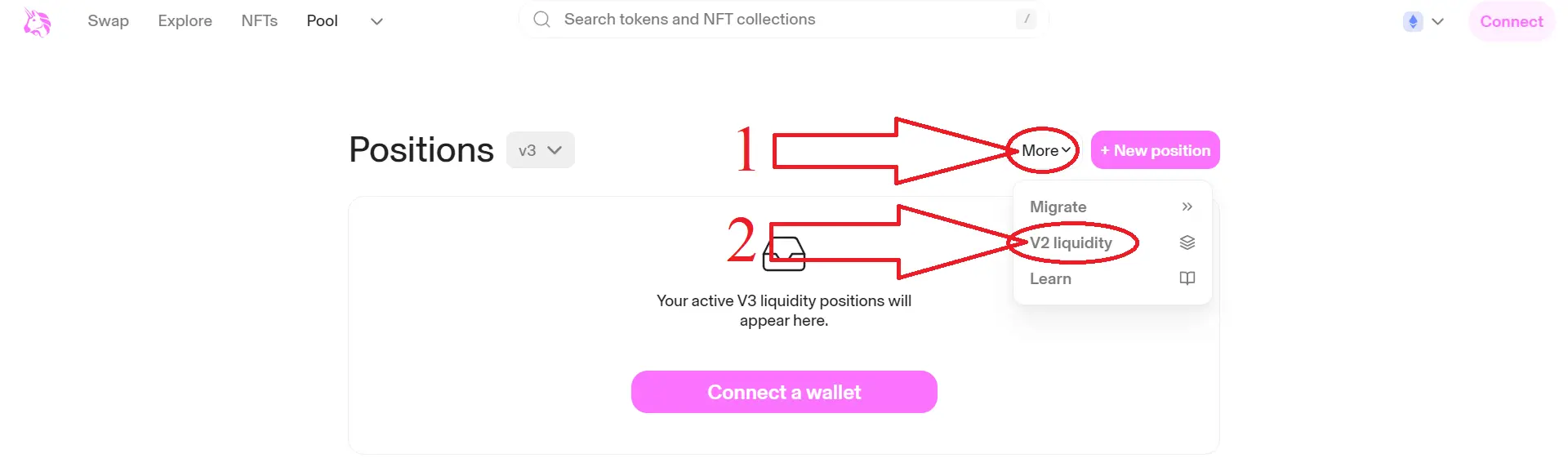 Uniswap liquidity guide, step 1