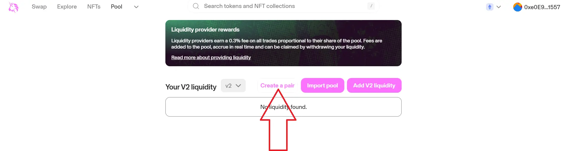 Uniswap liquidity guide, step 2