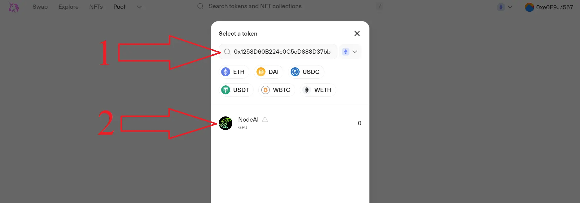 Uniswap liquidity guide, step 3